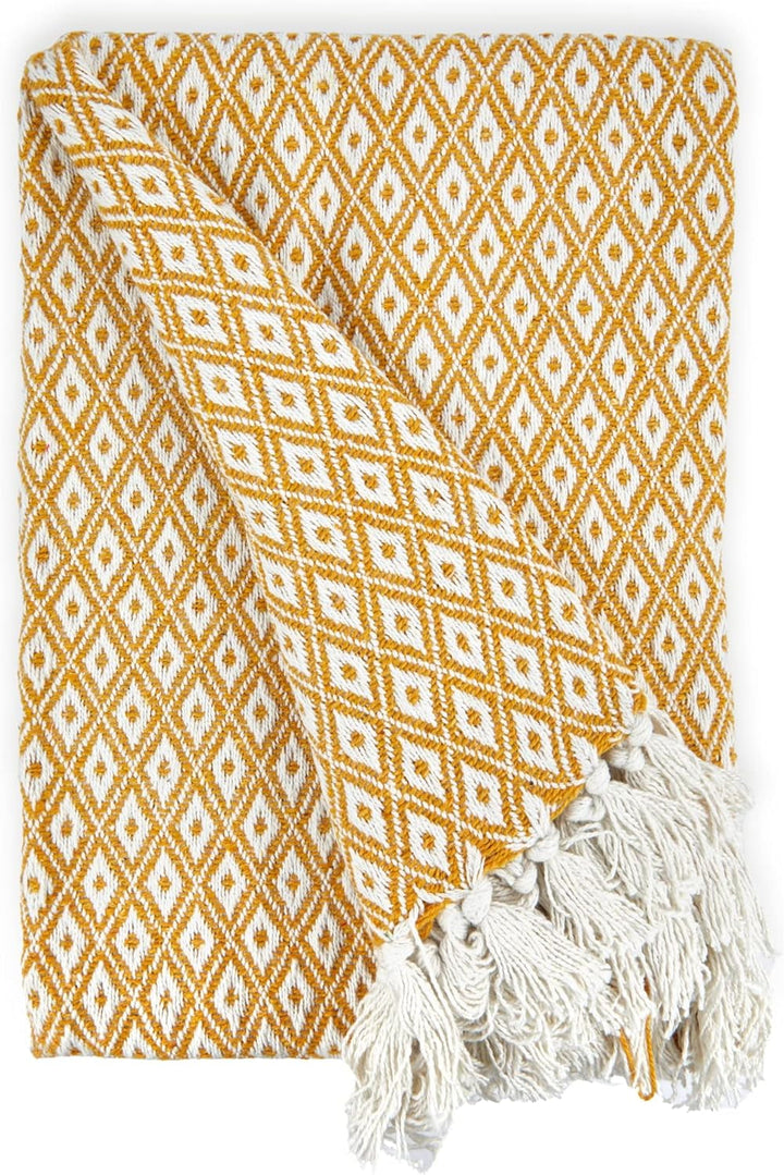 Cuvertură de pat, bumbac, ocru, 90X100 (228X254Cm) Paturi si Cuverturi Emma Barclay