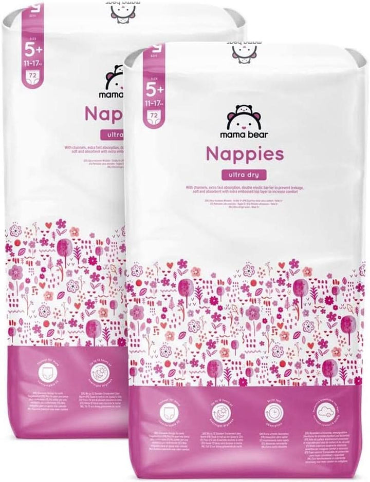 Scutece Mama Bear Ultra Dry, diverse marimi si cantitati Mama si Copilul Naty Shop 5+ (11-17 Kg) Pachet lunar