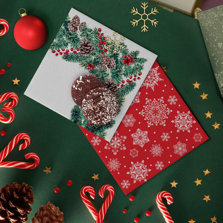 PAW - Șervețele Airlaid (40 X 40 Cm) I 50 Bucăți I Perfect pentru Crăciun, Iarnă, Sărbători I Decorațiuni de masă pentru Ajunul Crăciunului I Șervețele Airlaid Fabric-Like Winter Branches I Winter Branches