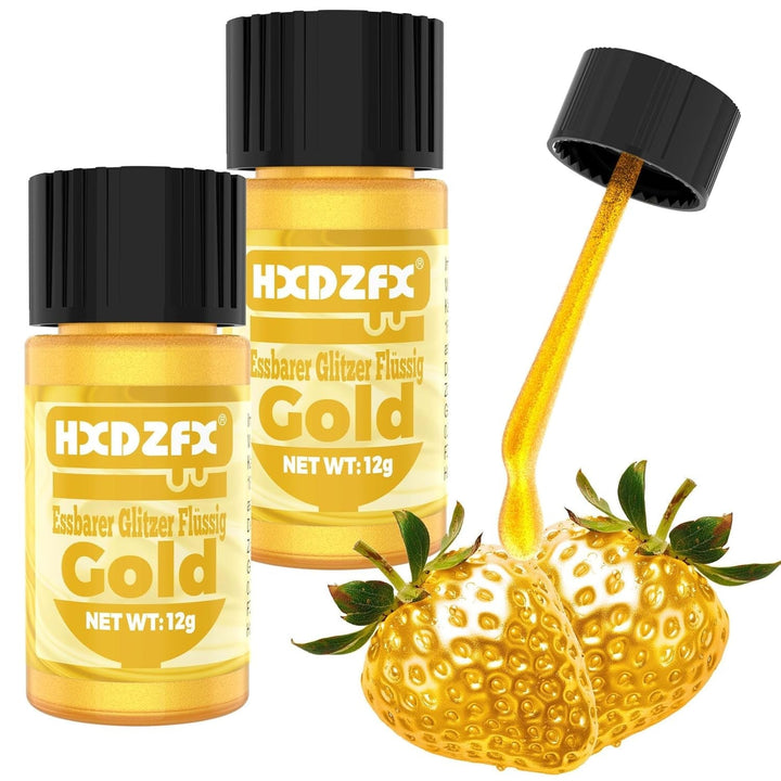 Glitter lichid comestibil - 2 × 12 grame Glitter Naty Shop Gold