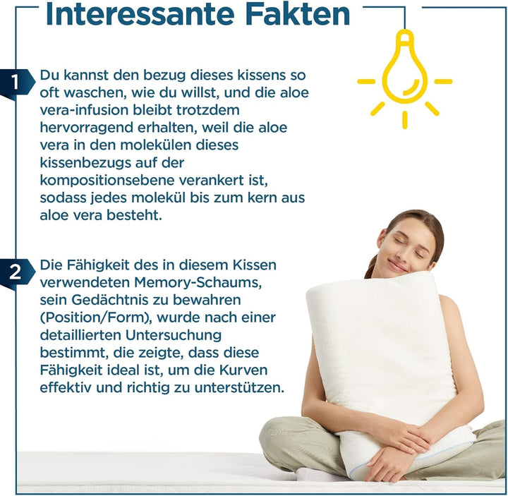 ORTHOVERSE pernă ortopedică - pernă de susținere a gâtului, pernă de dormit, pernă, pernă din spumă cu memorie, pernă, pernă pentru dureri de gât - înălțime reglabilă, acoperire aloe vera, ajutor medical Perne ortopedice cervicale Naty Shop