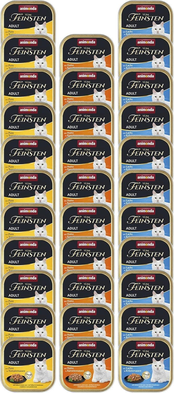 Animonda Vom Feinsten Adult Sauce Variety (32 X 100 G), hrană umedă pentru pisici adulte, hrană pentru pisici fără cereale și zahăr, bucăți fragede într-un sos delicios