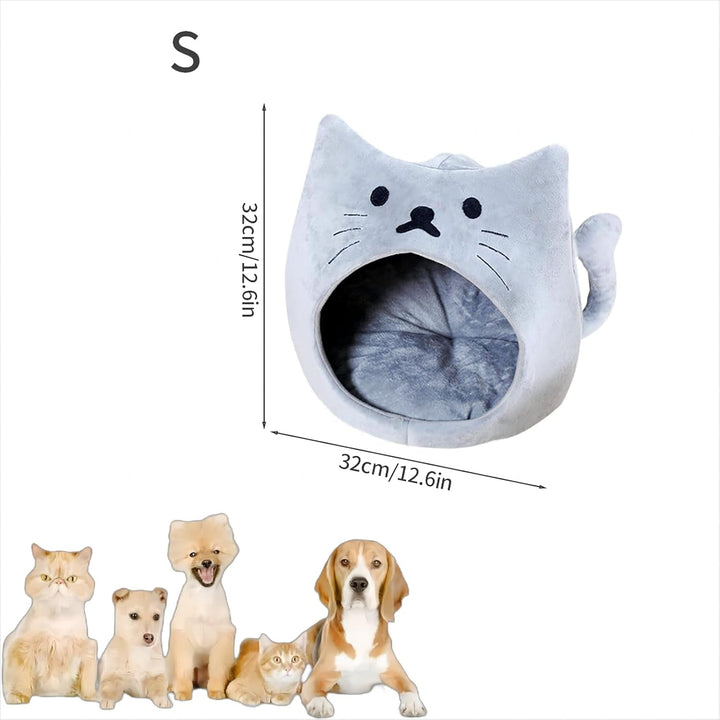 Pat pentru pisici, peșteră pentru animale de companie, cuib pentru pisici, pat moale, casă pentru pisici, cort, pat cald, peșteră pentru pisici, pat de dormit pentru pui, pernă lavabilă pentru animale de companie (gri-S)