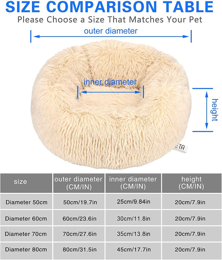 Pat pentru pisici Queta, pat minunat pentru animale de companie, pat pentru câini mici, pat rotund și moale, pat pentru pisici (50 cm, bej)