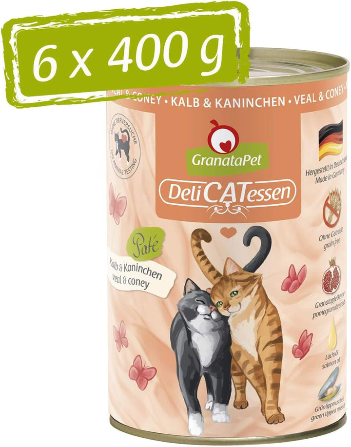 Granatapet Delicatessen Chicken PUR, hrană umedă pentru pisici, hrană fără cereale & fără zahăr adăugat, hrană pentru pisici cu conținut ridicat de carne & uleiuri de înaltă calitate, 6 X 400 G