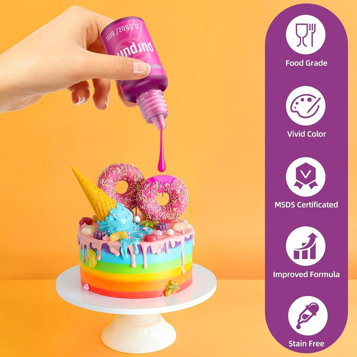 Colorant alimentar 18 culori x 6ml, colorant alimentar lichid, set de coloranți alimentari, culori de copt pentru decorarea torturilor, colorant alimentar pentru torturi, macaroane, glazură, fondant, accesorii de copt DIY