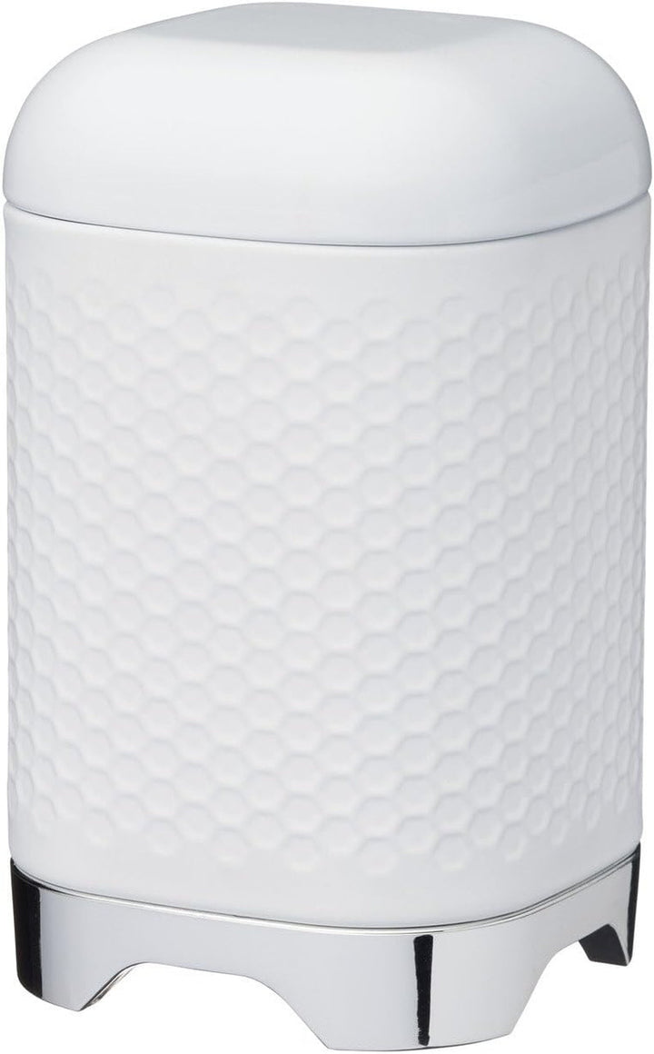 KitchenCraft Lovello caddy pentru ceai, caddy din oțel alb, suprafață texturată, stil 1950 cu capac, pentru ceai vrac și pliculețe de ceai, 11 cm x 11 cm x 19 cm, Ice White Cutii depozitare alimente Naty Shop Alb gheață Alimente