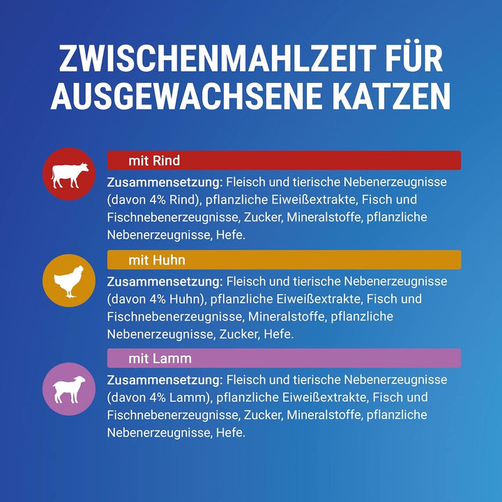 FELIX Soup Tender Strips, supă pentru pisici, varietate de arome de la țară, vită, pui, miel, 8-pachete (8X 6 pachete la 48 de grame)