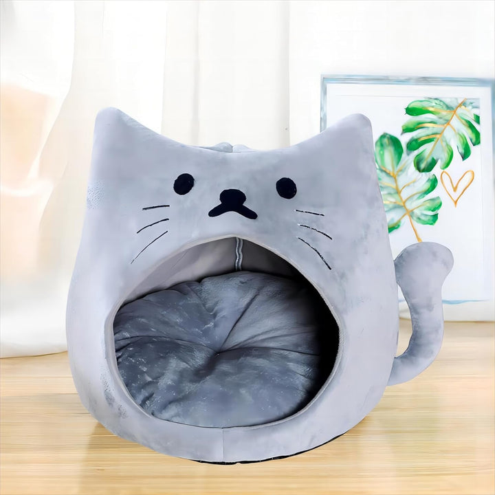 Pat pentru pisici, peșteră pentru animale de companie, cuib pentru pisici, pat moale, casă pentru pisici, cort, pat cald, peșteră pentru pisici, pat de dormit pentru pui, pernă lavabilă pentru animale de companie (gri-S)