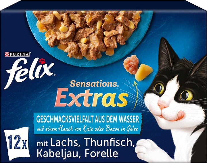 Felix hrană umedă pentru pisici Sensations Extras în jeleu Aromă varietate din țară, 6.120 kg