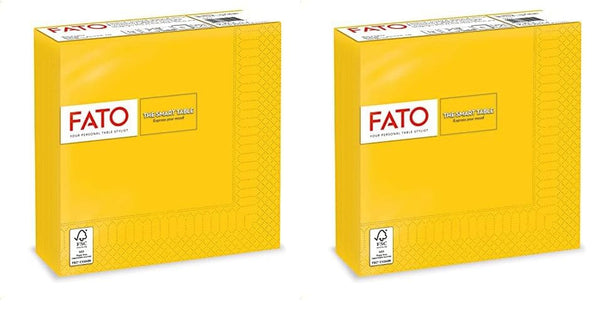 , Șervețele de hârtie de unică folosință, Ideale pentru prânzuri informale și bufete, Pachet de 50 de șervețele, Dimensiune 33X33, 4 ori pliate, 2 straturi, Galben, 100% hârtie din celuloză pură, certificat Fsc
