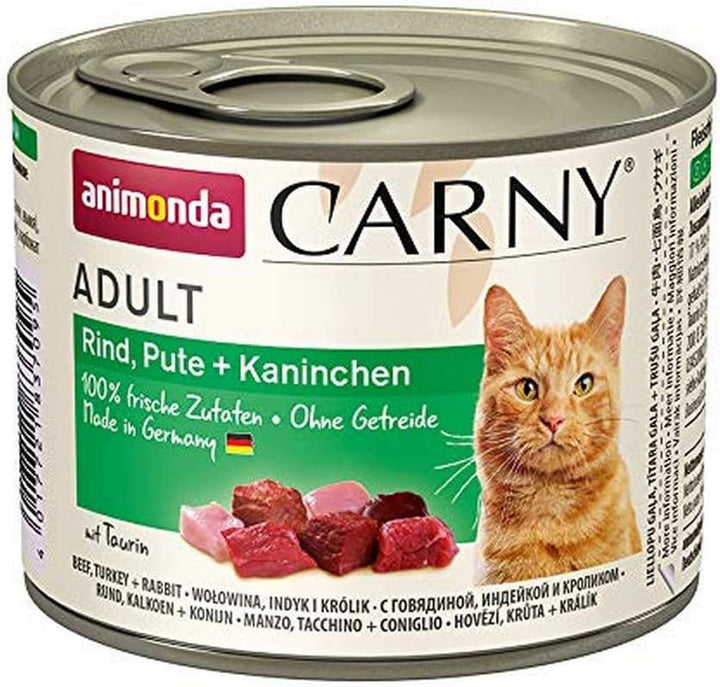 Animonda Carny Adult Hearty Variation (12 X 400 G), hrană umedă pentru pisici adulte, hrană umedă cu 100% ingrediente din carne proaspătă, hrană pentru pisici fără cereale și zahăr