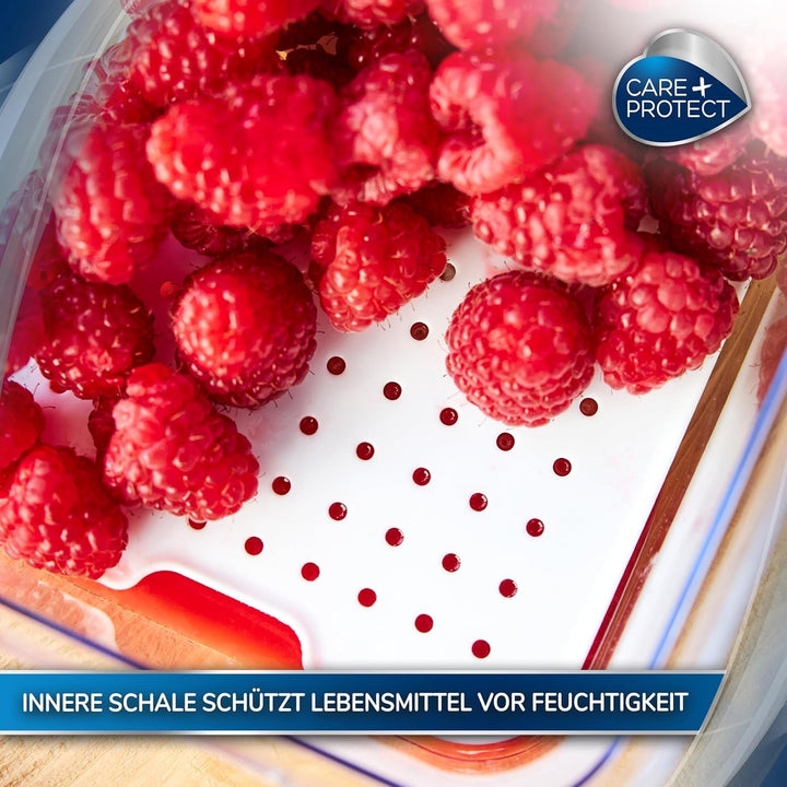 CARE + PROTECT Recipient inteligent pentru alimente, perfect stivuibil, organizator pentru frigider, protejează alimentele de umiditate, păstrează alimentele proaspete mai mult timp, 2,15 l Cutii depozitare alimente Naty Shop