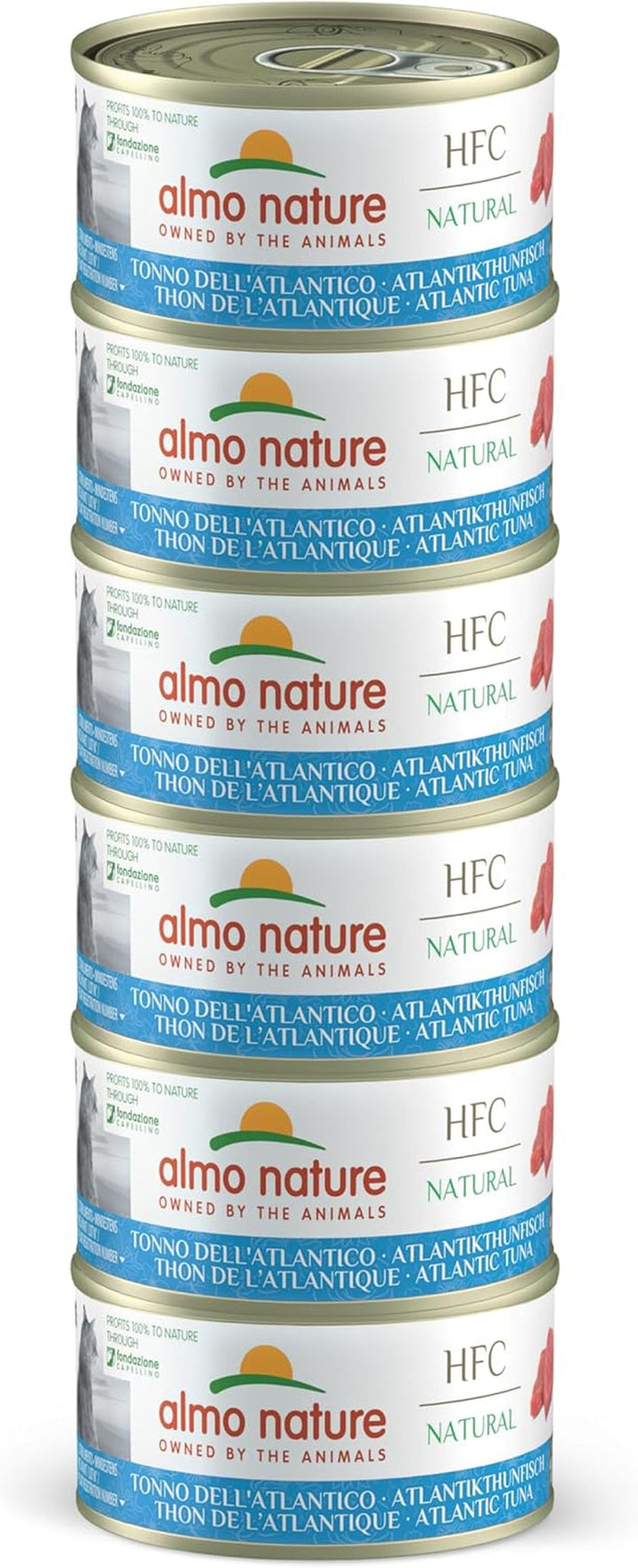 Almo Nature HFC Natural - Hrană umedă pentru pisici adulte - ton de Atlantic - calitate umană, fără gluten și monoproteină - 6 X 70G