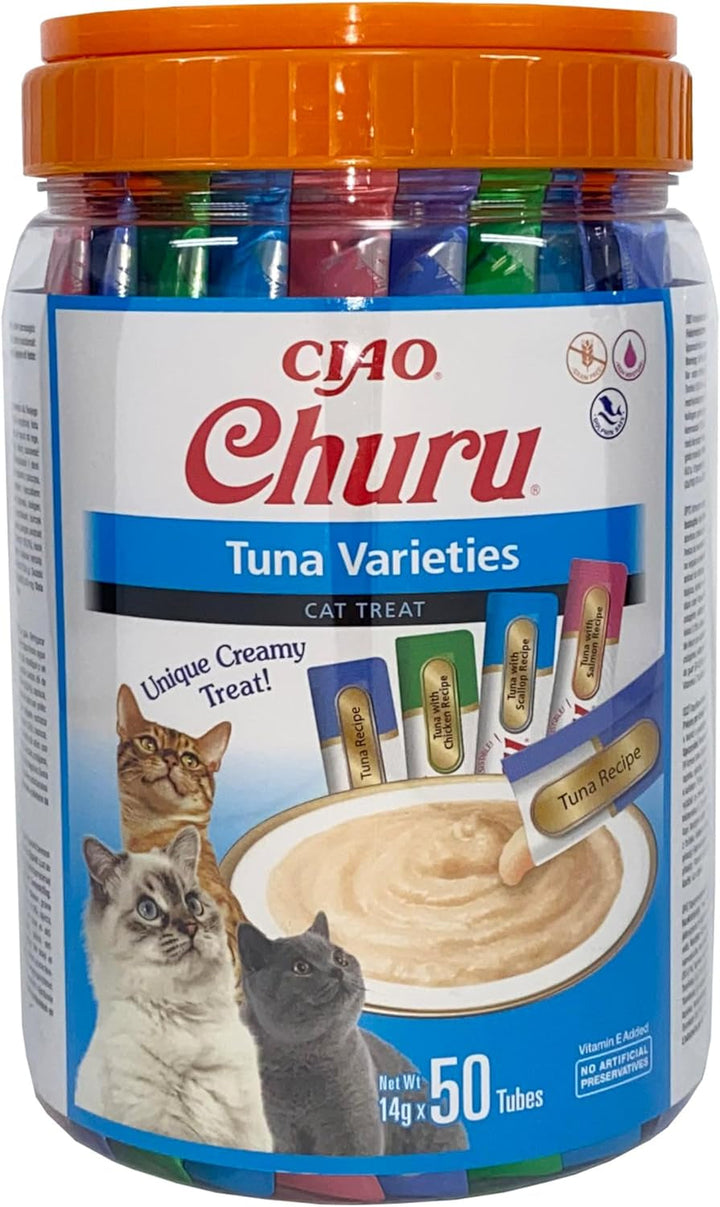 INABA Churu Cat Treats No By-Products Creamy Snack, Variety Box With Chicken | Fără cereale, fără zahăr, cu conținut scăzut de calorii, 100% carne naturală, Tratamente premium pentru pisici din Japonia