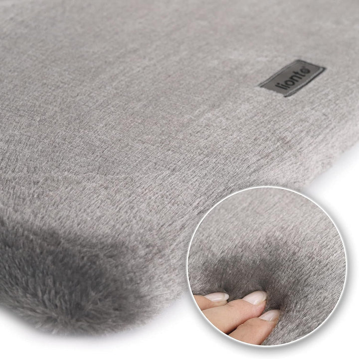 Șezlong de fereastră Lionto pentru pisici, căptușit cu pluș, 35 x 50 cm, pat pentru pisici pentru pervaz, nu necesită găurire, husă detașabilă și lavabilă, capacitate de încărcare de până la 15 kg, gri deschis