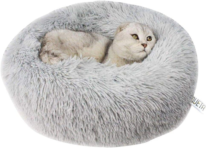 Pat pentru pisici Queta, pat minunat pentru animale de companie, pat pentru câini mici, pat rotund și moale, pat pentru pisici (50 cm, bej)