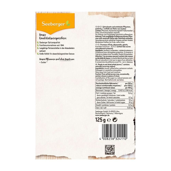 Seeberger, prune uscate foarte mari și gustoase de cea mai bună calitate - foarte dulci și aromate, 13 x 125 grame Produse deshidratate Naty Shop