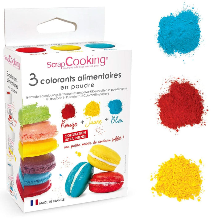 ScrapCooking, Set 3 coloranti alimentari pudra - rosu, galben, albastru, 3 x 5 grame Naty Shop