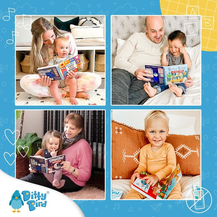 DITTY BIRD Baby Sound Book: Prima noastră aniversare interactivă. Jucărie pentru bebeluși 10 butoane sonore cu sunet, cântece și muzică. Carte de cântece interactivă pentru învățarea copiilor bilingvi engleză de la 1 an. Jucarii Bebe Naty Shop