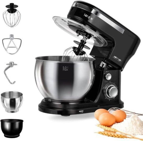 MPM - Planeten-Küchenmaschine Mit 2 Rührschüsseln 4 & 5 Liter - 1600W Küchenmaschine - Schwarz Mama si Copilul Naty Shop Mrk-21