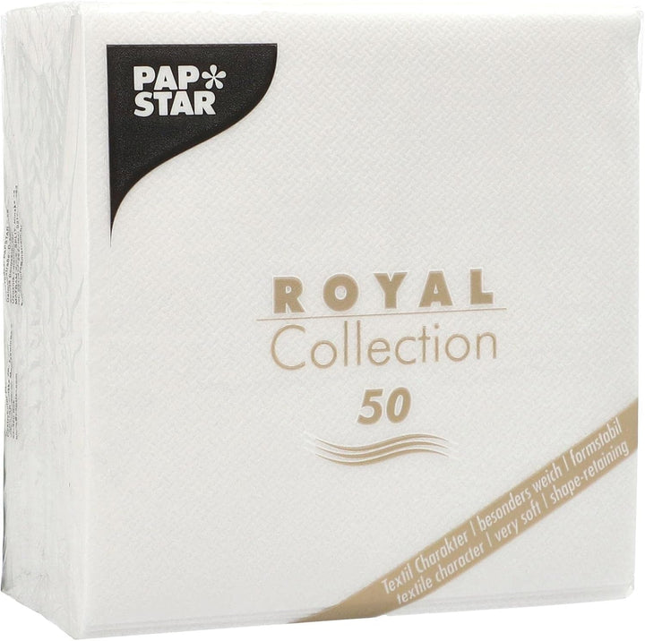 Papstar, 50 de șervețele "ROYAL Collection" 1/4 fold 25 Cm X 25 Cm alb, #86243