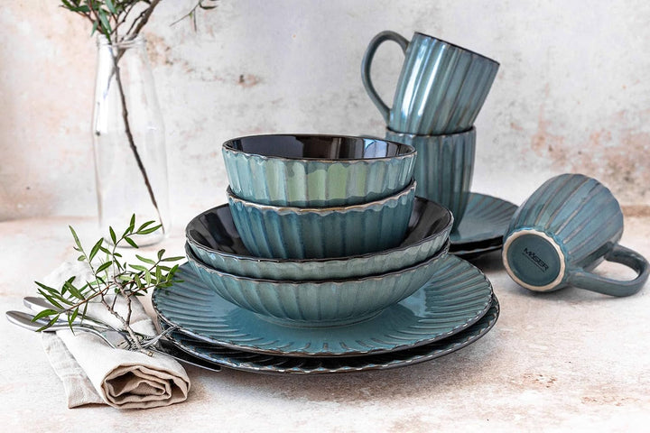 MÄSER 931966 Set de veselă Confino pentru 4 persoane cu aspect vintage modern, serviciu de mic dejun din 12 piese Seturi vesela masa Naty Shop