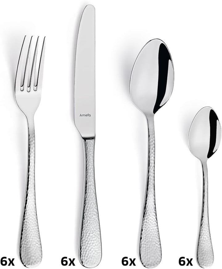 Amefa Sierra tacâmuri a stabilit 6 persoane | 24-părți Oțel inoxidabil 18/10 Bucatarie Naty Shop