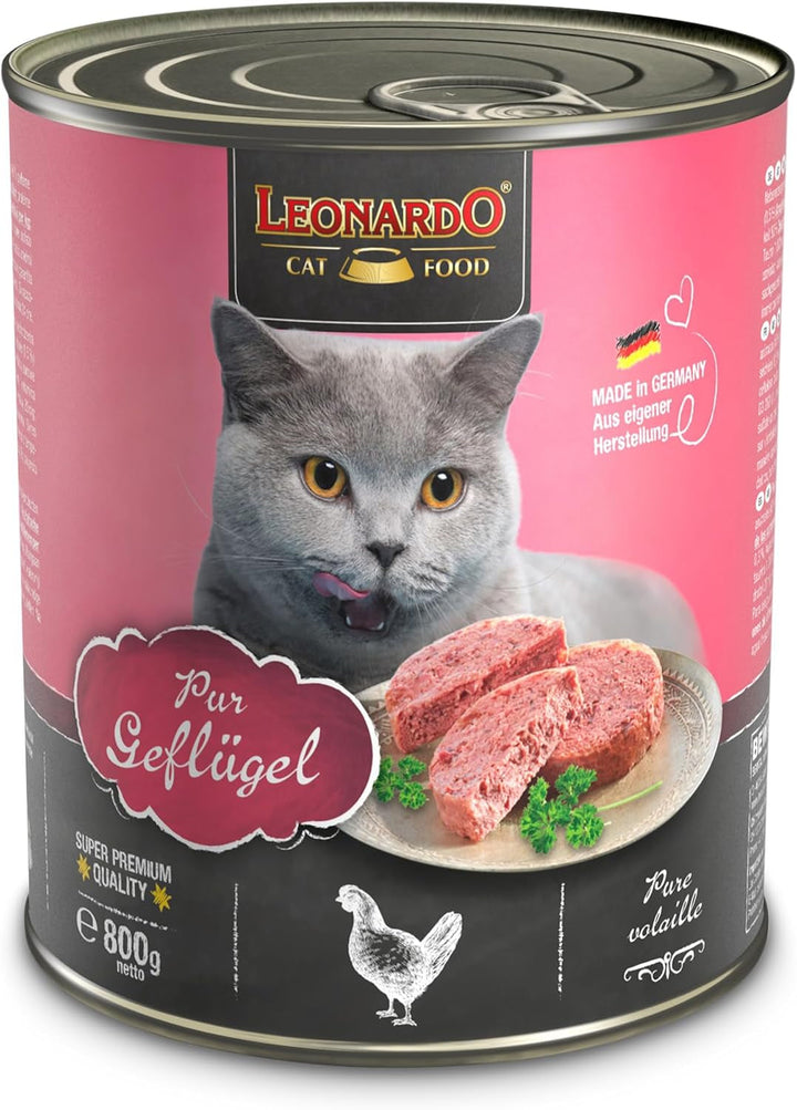 LEONARDO hrană umedă pentru pisici, pur de pasăre, cutie 6X 800G, hrană pentru pisici fără cereale, hrană completă, Made in Germany