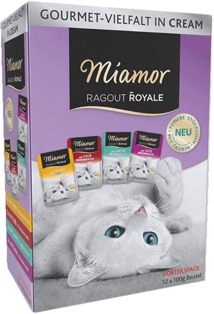 - Ragout Royale in Cream Multibox | Hrană umedă Pentru pisici adulte Cu bucăți de ragout în cremă. Hrană completă în pungi proaspete Fără soia, coloranți și conservanți | 5X12X100G