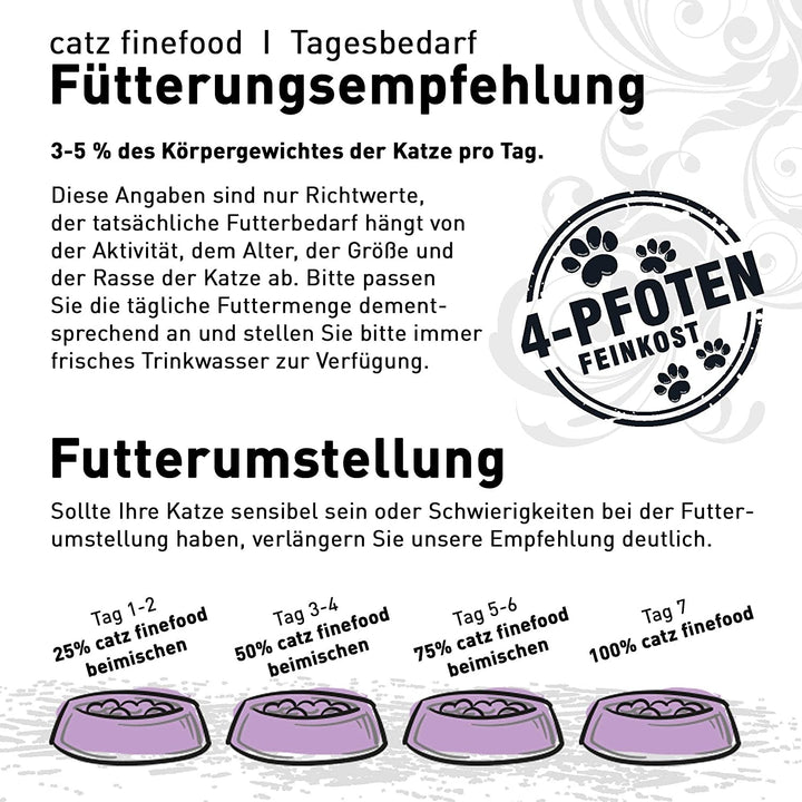 Catz Finefood Ragout N° 605 Salmon & Duck Cat Food Wet - hrană umedă delicatessen pentru pisici în sos fără cereale și zahăr cu conținut ridicat de carne, cutie 6 X 190 G