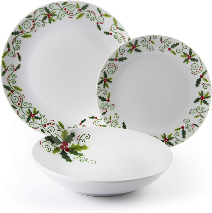 Excelsa 64134 Christmas Holly Tellerservice, 18-Teilig, Porzellan, Weiß Seturi vesela masa Naty Shop Default Title