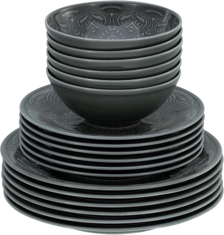 Creatable, 21627, Serie Orient Mandala, 18-Teiliges Geschirrset, Teller Set Aus Porzellan, Spülmaschinen- Und Mikrowellengeeignet, Made in Europe Seturi vesela masa Naty Shop
