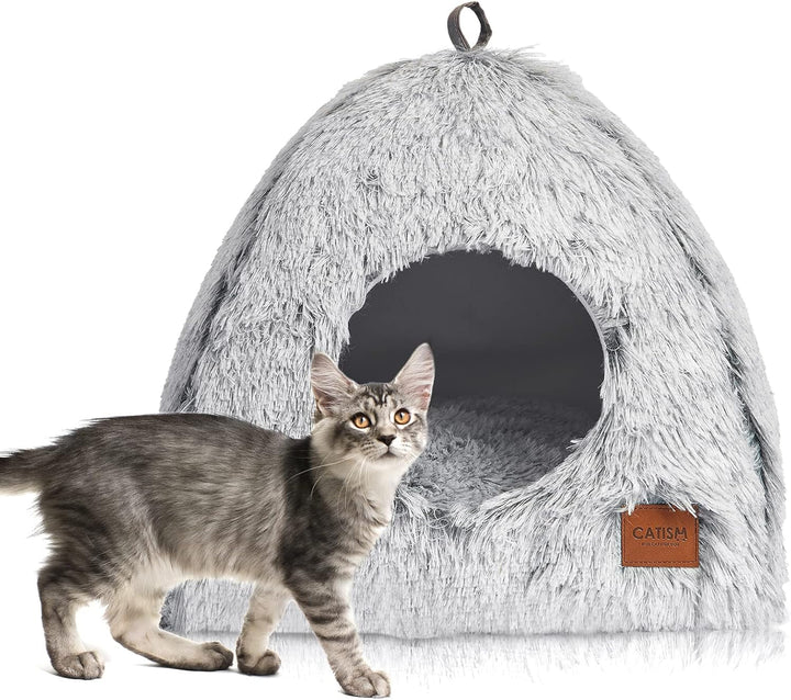 CATISM Pat pentru pisici Loc de dormit lavabil pentru pisici Peșteră pentru pisici Pernă de pluș pentru pisici Casă pentru pisici Pernă pufoasă pentru pisoi Pat pentru cățeluș Pat pentru animale de companie Cafea
