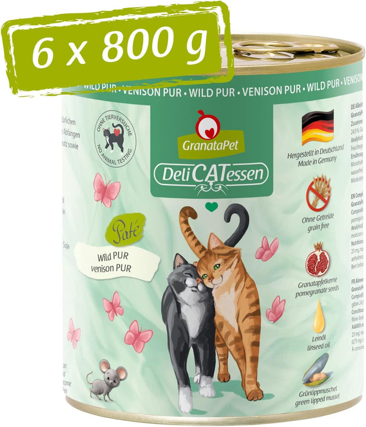 Granatapet Delicatessen Chicken PUR, hrană umedă pentru pisici, hrană fără cereale & fără zahăr adăugat, hrană pentru pisici cu conținut ridicat de carne & uleiuri de înaltă calitate, 6 X 400 G