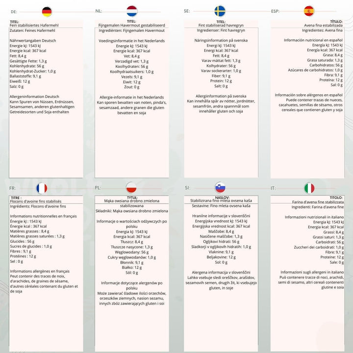 Fulgi de ovăz Fine - Fără OMG - Vegan - Fără lapte - Fără zahăr adăugat 1kg Cereale Naty Shop