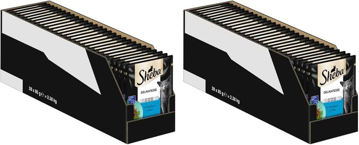 SHEBA săculeți hrană umedă pentru pisici delicatesă în jeleu cu ton Msc certified 28 X 85G