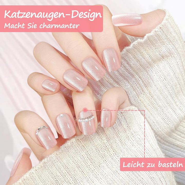 Kiiwah 48 bucăți unghii scurte pătrate, unghii artificiale roz pentru lipit, vârfuri de unghii scurte, vârfuri de unghii false