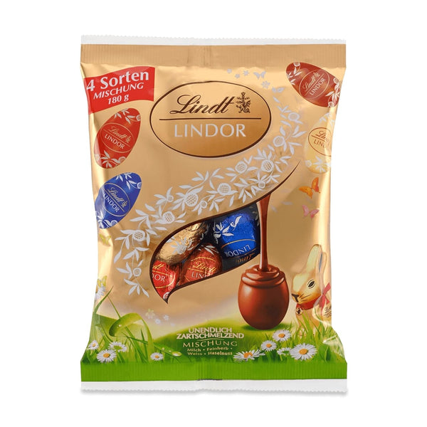 Lindt Schokolade LINDOR Eier Mix | 180 G | LINDOR Eier Mit Zartschmelzender Füllung in Den Sorten Milch, Haselnuss, Weiß, 45% Feinherb | Oster Schokolade | Schokoladengeschenk | Ostereier | Schokoeier Naty Shop Default Title