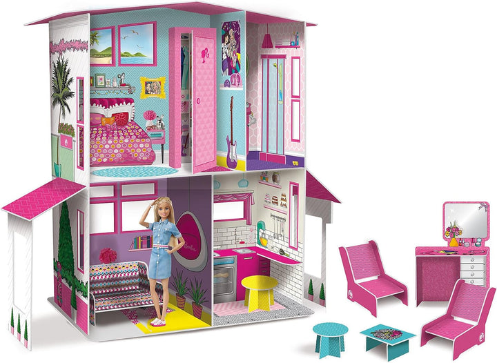 Lisciani - BARBIE Dollhouse - Barbie Dream Villa On Two Floors - 3D House To Build, Decorate And Design - Creative Craft And Construction Toy For Children 4 Years And Up Casute de papusi Naty Shop Titlu implicit