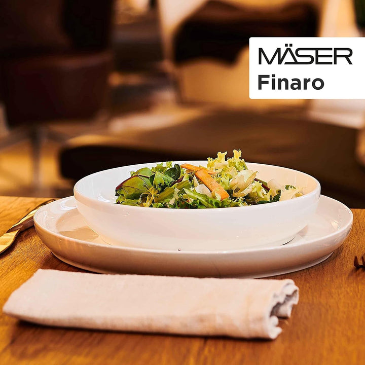 MÄSER 931617 Serie Finaro Geschirr Set Für 4 Personen in Gastronomie-Qualität, Skandinavisches Design, 16-Teiliges Kombiservice, Weiß, Durable Porzellan Seturi vesela masa Naty Shop