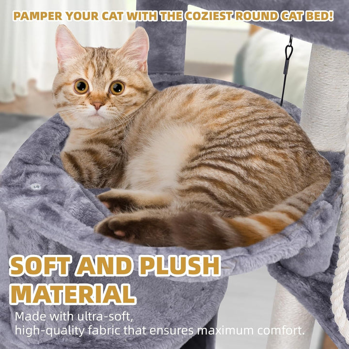 TINWEI Arborele pentru pisici cu cușcă pentru pisici și două hamace, gri