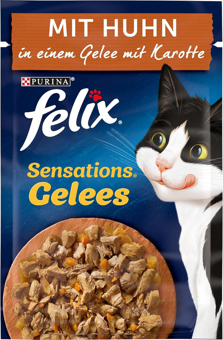 FELIX Sensations Jellies hrană pentru pisici umedă în jeleu, amestec variat, pachet de 6 (6 X 12 pungi a 85G)