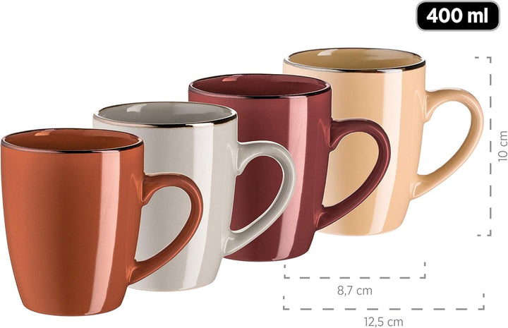 MÄSER 931871 Metallic Rim, Veselă modernă pentru 4 persoane cu margine de culoarea alamei, serviciu combinat din 16 piese Seturi vesela masa Naty Shop