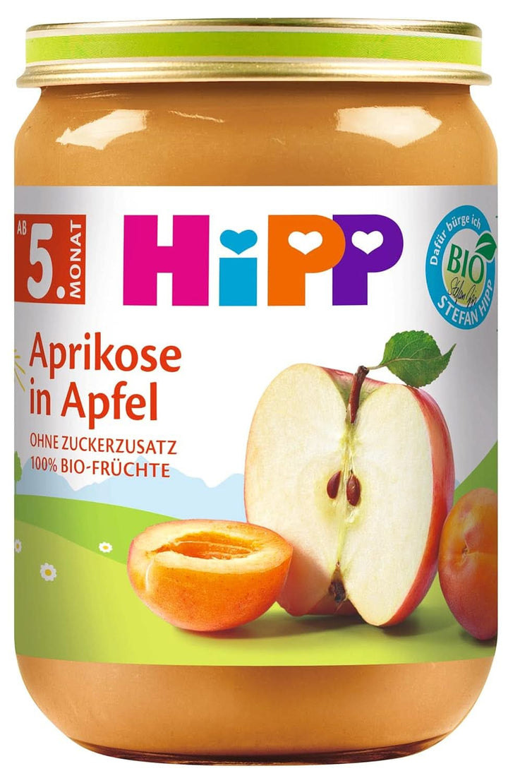 Hipp For Little Gourmets, Nectarine în mere și mango, fără zahăr adăugat, 6 X 190 grame Mama si Copilul Naty Shop 6 x 190 grame Caise in piure de mere