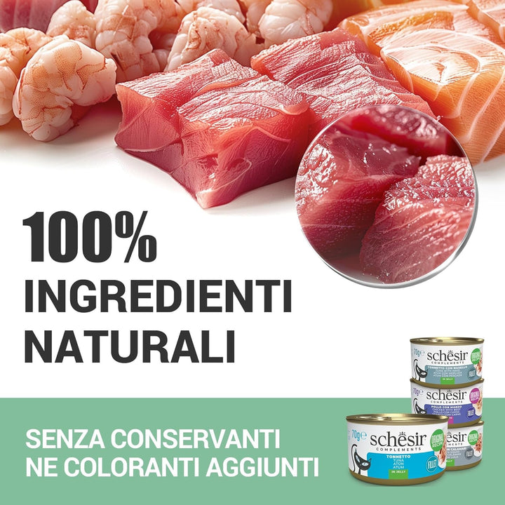 , Supă cu fileuri de ton și calamari, hrană umedă complementară pentru pisici, rețeta originală, 100% naturală, 12 pungi la 40 G
