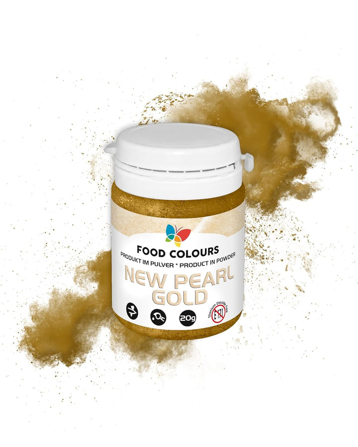 Coloranți alimentari Pudră de colorant alimentar cu efect metalic, Colorant comestibil ORIGINAL GOLD 20G – Ideal pentru decorarea prăjiturilor, tartelor, pastelor de zahăr, fursecurilor și băuturilor.