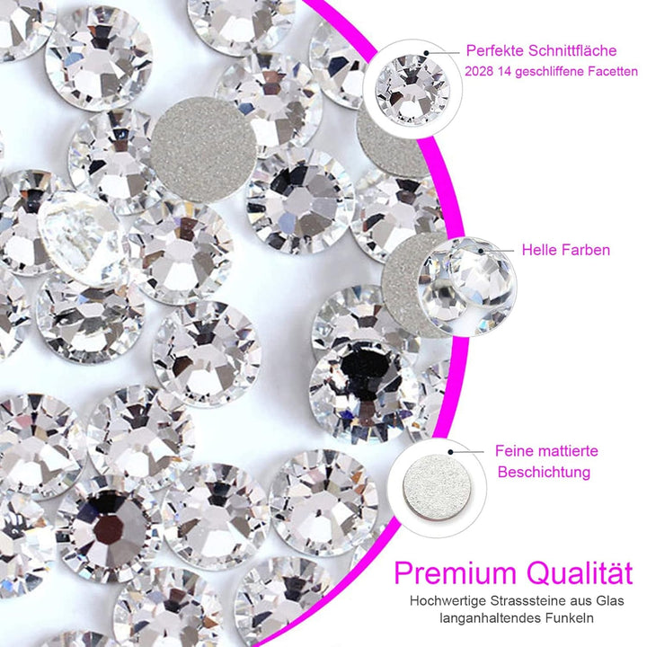 Set de 3200 de pietre pentru unghii, FITDON, pietre AB din sticlă multi-forme și pietre AB cu sclipici și diamant transparent pentru unghii, pentru decorare, seturi DIY, brelocuri pentru bijuterii, accesorii pentru unghii