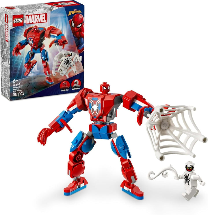 LEGO Marvel Spider-Man Mech Vs. Anti-Venom - Jucărie de supererou cu 2 minifigurine - Figură de acțiune cu brațe, picioare și degete mobile - Cadou pentru băieți și fete cu vârsta peste 6 ani 76308 Seturi de constructie Besuche den LEGO-Store Titlu implicit
