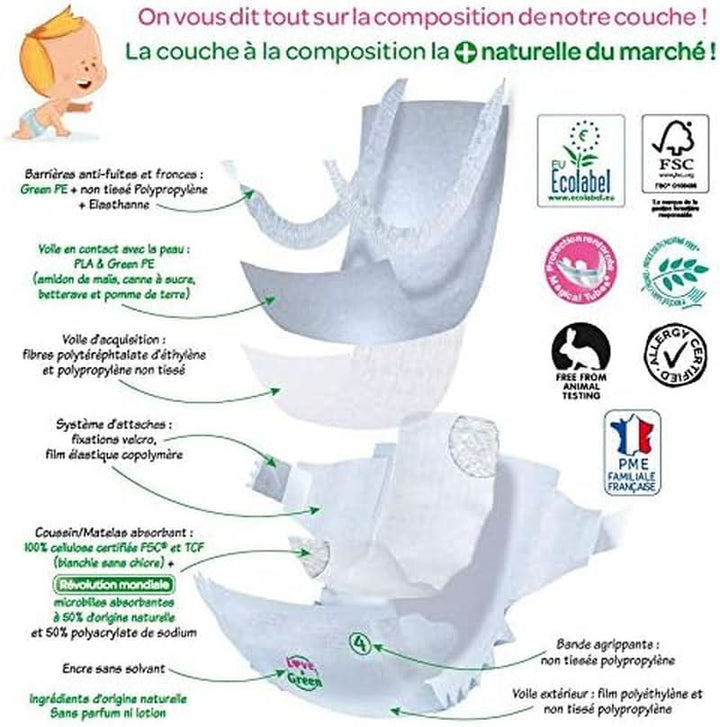 Love Green, Scutece pentru bebeluși sănătoase și ecologice - mărimea 2 (3-6 kg) - 36 buc Mama si Copilul Naty Shop